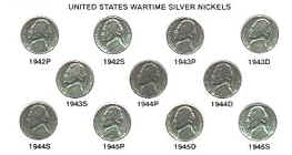 War Time Nickel Collection 1942 - 1945